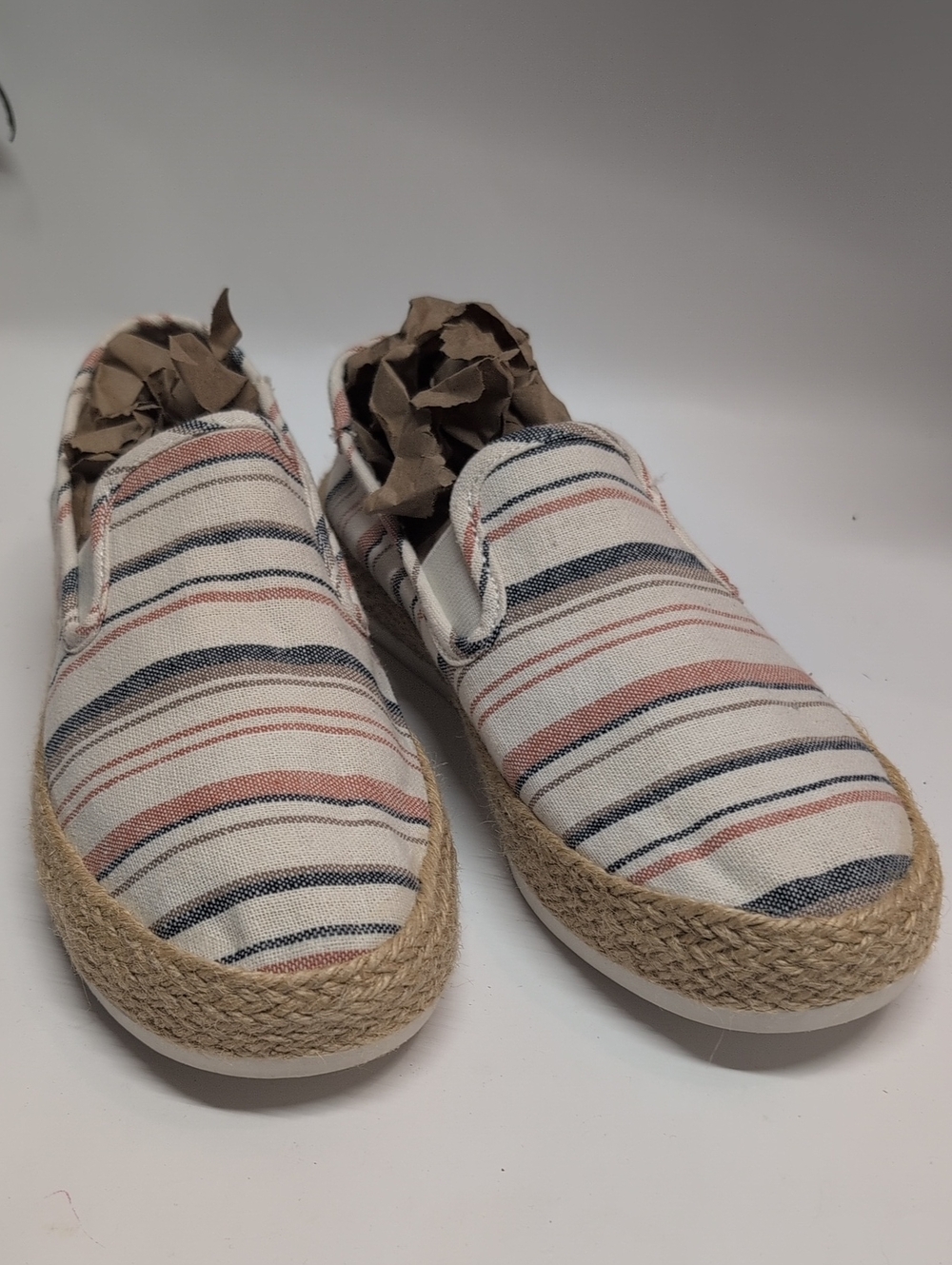 Esprit Women's Slip-On Striped Canvas Sneakers in Navy & Pink